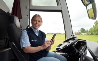 Busschaufför, en man med glatt humör